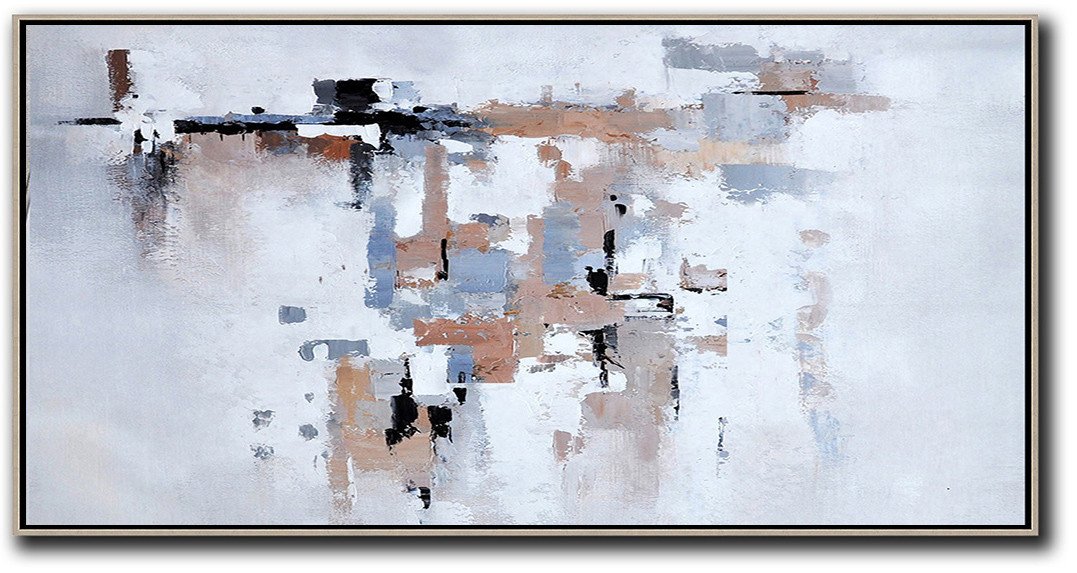 Horizontal Palette Knife Contemporary Art - Bedroom Wall Art Canvas Huge